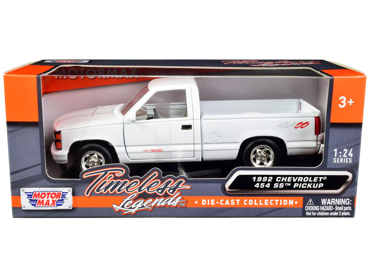 1992 Chevrolet 454 SS Pickup Truck White 1/24 Diecast Model Car by Motormax