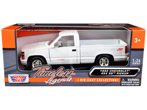 1992 Chevrolet 454 SS Pickup Truck White 1/24 Diecast Model Car by Motormax